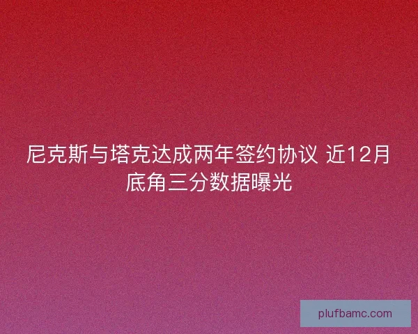 尼克斯与塔克达成两年签约协议 近12月底角三分数据曝光